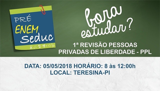 Primeira Revisão do Pré-Enem PPL acontece sábado (5)