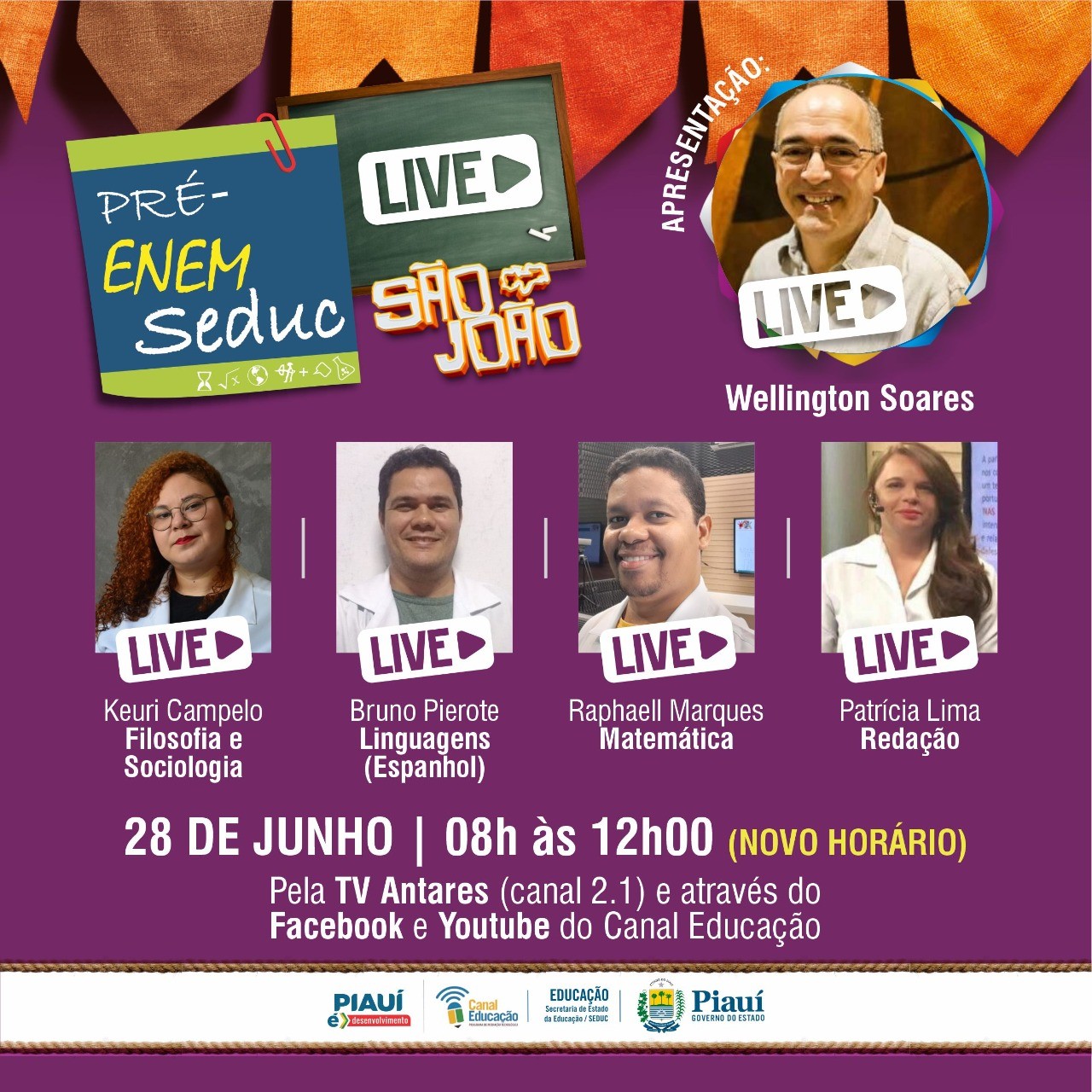 10ª revisão Pré-Enem Seduc Live homenageia São João